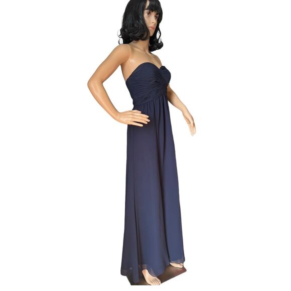 Ralph Lauren Navy Wrapped Bodice Sweetheart Strapless Chiffon Dress size 0 P - Picture 8 of 16